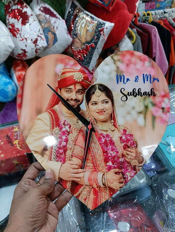 Heart shape Clock - Acrylic Glossy Photo Frame