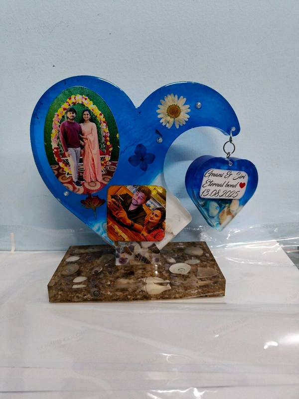 Double Heart Resin Frame Sea Theme - Hanging heart Shape