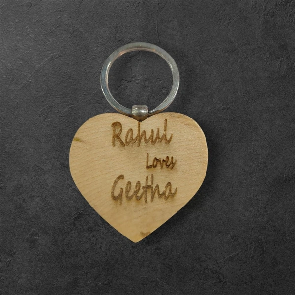 Heart Shape - Wooden Engraving Keychain