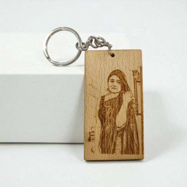 Rectangle Shape - Wooden Engraving Keychain