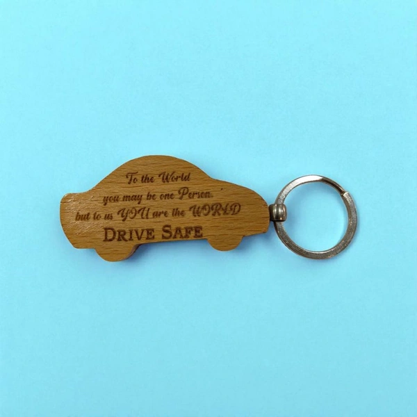 Car Shape - Wooden Engraving Keychain