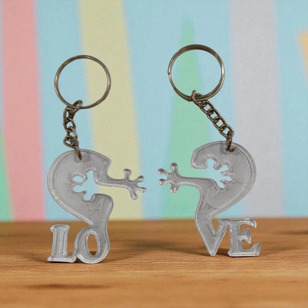 Clear Acrylic Couple Keychain with Name Engraving