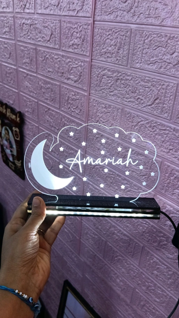 Name Engraved With Stars & Moon - 3f Illusion Acrylic Lamp