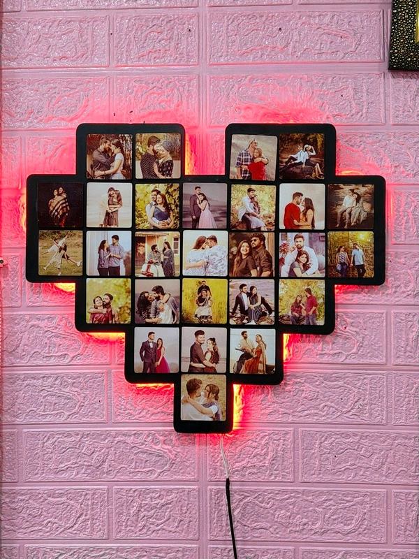 Heart LED Wall Collage with 27 Photos 