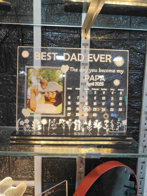 Calendar with Photo Printed Customised Clear Acrylic With LED Base 