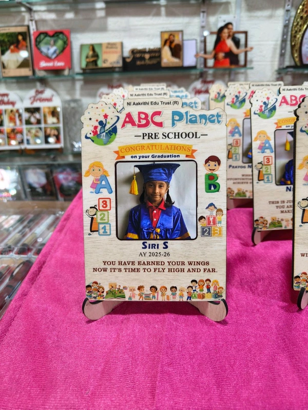 Personalized Pre-School Graduation MDF Photo Frame – ABC Planet Pre-School Theme