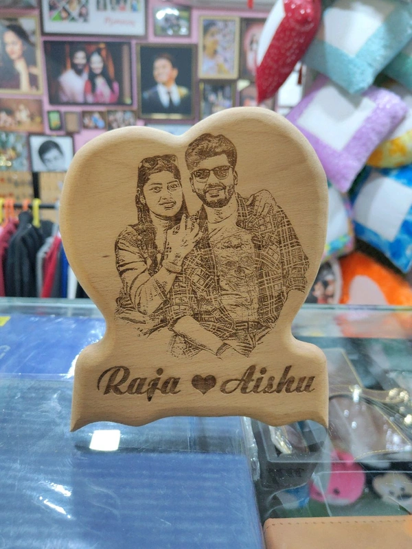 6x7" Inch Butterfly Heart - Engraved Wooden Plaque