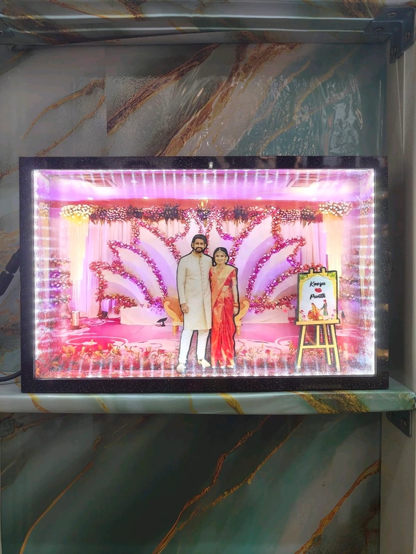 Couple with Grand Wedding Stage Background - Cutout Miniature LED BOX MAZ03 - A4 size