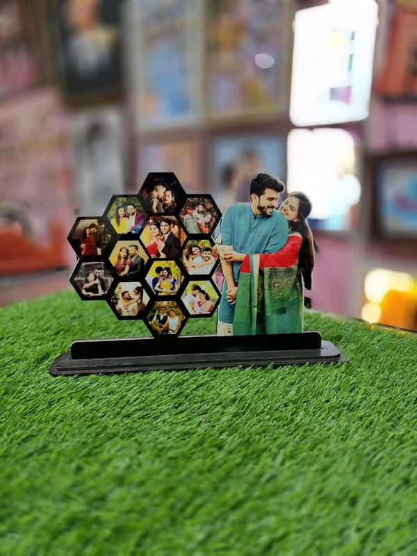 Hexa Collage with Side Standing Pic - Customized Cutout Frame