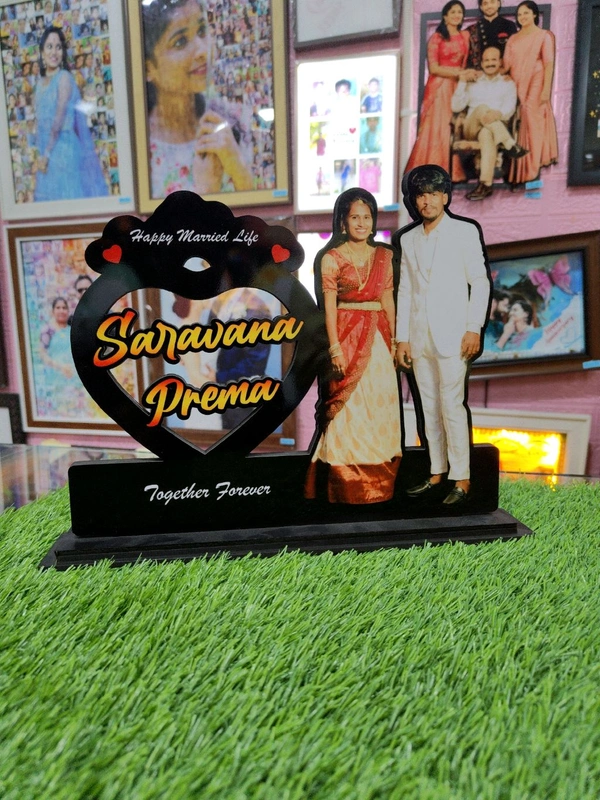 Together Forever Couple Names in Heart - Customized Cutout Frame