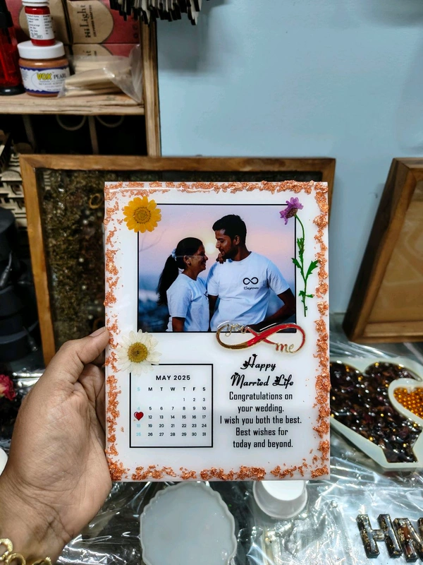 6x8" inches Acrylic with Resin - Wedding Theme