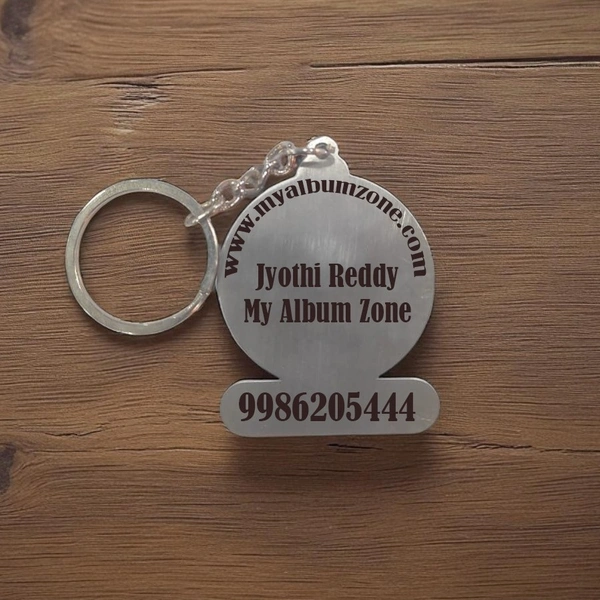 Steel Round Keychain with Name Engraving