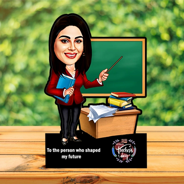 ACC38 - Lady Teacher- Caricature Cartoon Cutout Frame