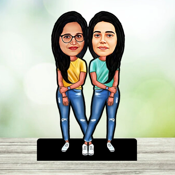 ACC42 - Twins Caricature Cartoon Cutout Frame