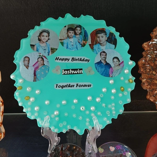 8" Inch Round Agate Resin Frame- Birthday theme