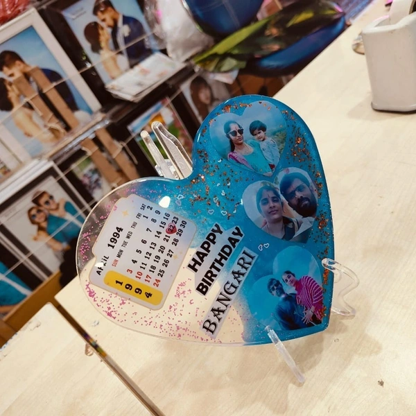 Heart Resin - 8" Inch Blue base Birthday theme