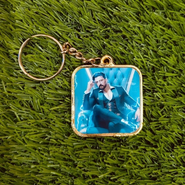 Gold Metal Coated Keychain - Square Shape