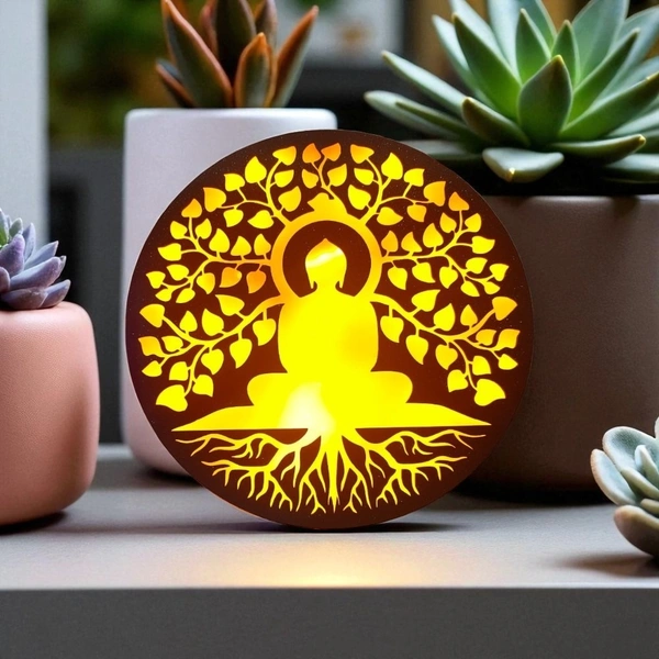 Buddha - Room Decorative LED Frame with Yellow Light