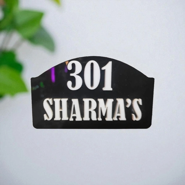 Black with White Acrylic Minimal House Name Board