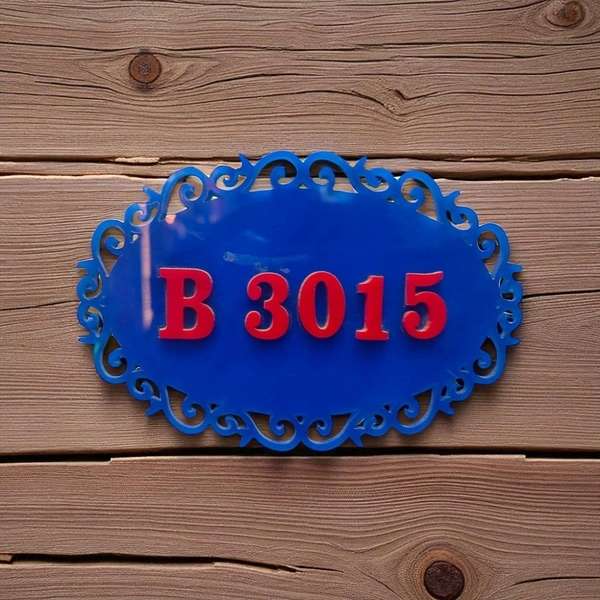 Blue with Red Acrylic Designer House Name Board 