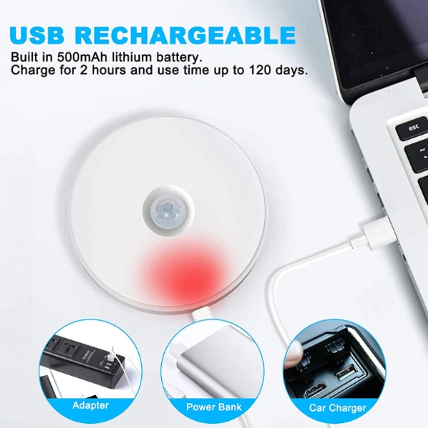 BMIS PIR Rechargeable Motion Sensor LED Light with USB Charging - White