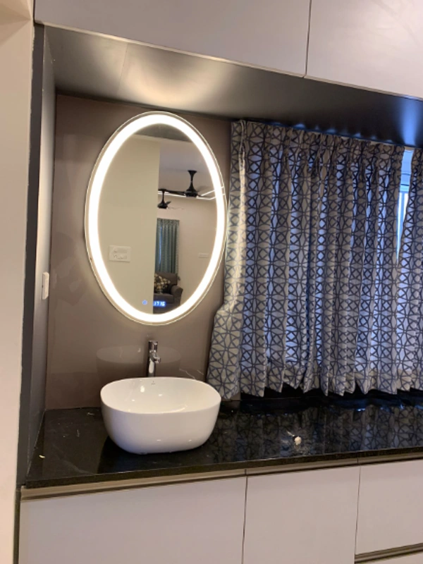 BMIS Touch Mirror with Defogger, Date, Time & Temperature - 18  inch x 24 inch = 3 sq ft, White