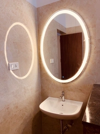 BMIS Touch Mirror with Defogger, Date, Time & Temperature - 18  inch x 24 inch = 3 sq ft, White