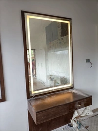 BMIS Touch Mirror with Defogger, Date, Time & Temperature - 18  inch x 24 inch = 3 sq ft, White