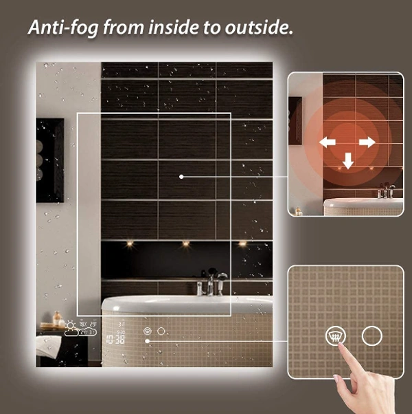 BMIS TOUCH SCREEN MIRROR WITH BLUETOOTH - 18 inch x 24 inch = 3 sq ft, White