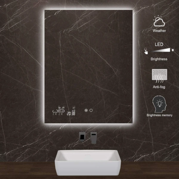 BMIS TOUCH SCREEN MIRROR WITH BLUETOOTH - 18 inch x 24 inch = 3 sq ft, White