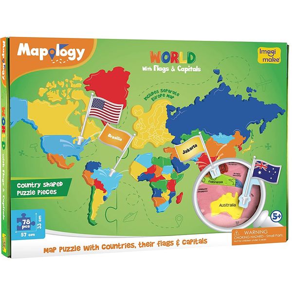 Mapology World With Flag &Capital