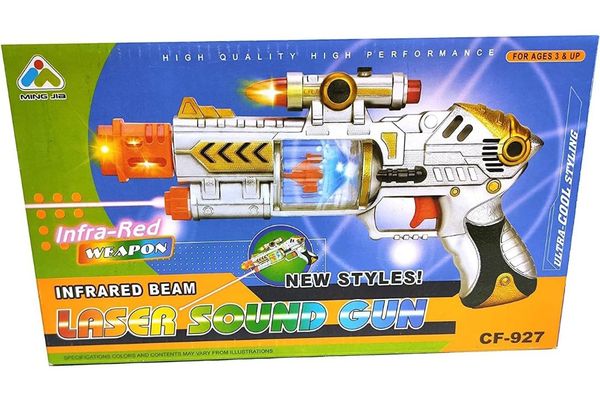 ODDEVEN Laser Sound Gun with IC Sound Flashing top Light |Toy Gun with Rotating Barrel, Gun Sound|Laser|Flashing Light and to-fro Motion of Front for Kids| Battery Operated PUBG Gun - SKU224CODE