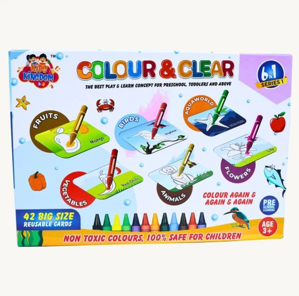 Meeksky 42 Big Size Colour Cards For Kids-Resuble Colour Cards-Wipe And Clean Multicolour I - SKU220CODE