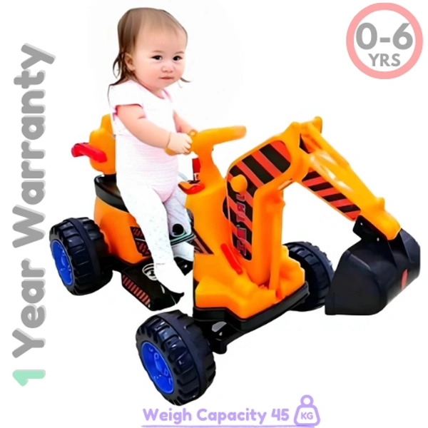 JCB Model JRT318 Yellow Jcb Rechargeable Battery Operated Ride-On Jcb for Kids | Electric Toy JCB for Boys & Girls, Ages 0-6 - PatnaToys - Buy 1 @ 5999 Rs, Web Orange