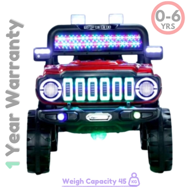 Patna Toys ( BH908PL 4x4 Jamboo Tyre Heavy Duty Red Jeep ) Rechargeable Battery Operated Ride-On (Jeep) And Baby Ride On For Kids , Suitable For Boys & Girls For Ages (2-12) Years - Buy 1 @ 7990Rs., Red