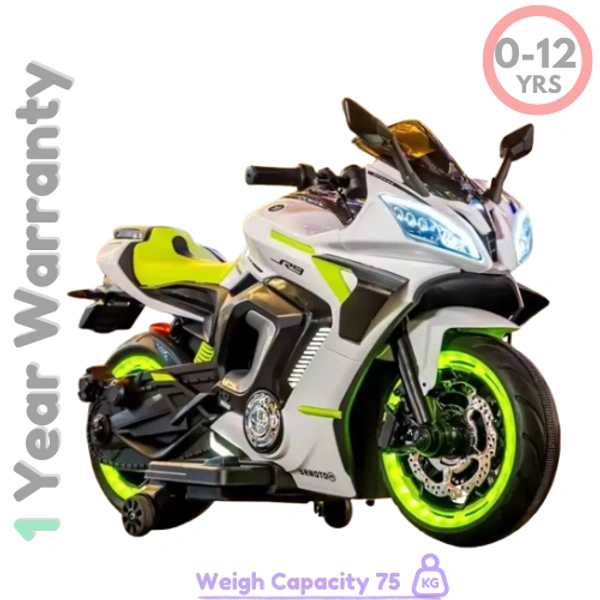 JM3188 Model Double Motor Bike Rechargeable Battery Operated Ride-On Bike for Kids | Electric Toy Bike for Boys & Girls, Ages 3-8 - PatnaToys - Buy 1@14990 Rs, Green