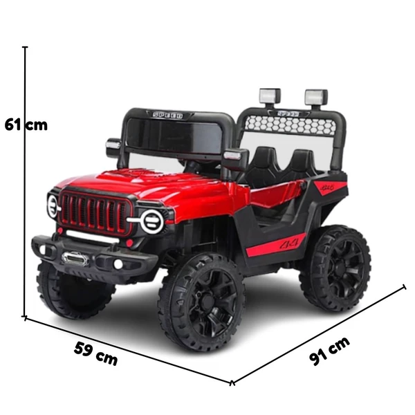 PatnaToys Pobo Model BH5588P Red Thar Jeep Rechargeable Battery Operated Ride-On Car for Kids | Electric Toy Jeep for Boys & Girls, Ages 2-8 - PatnaToys - Red