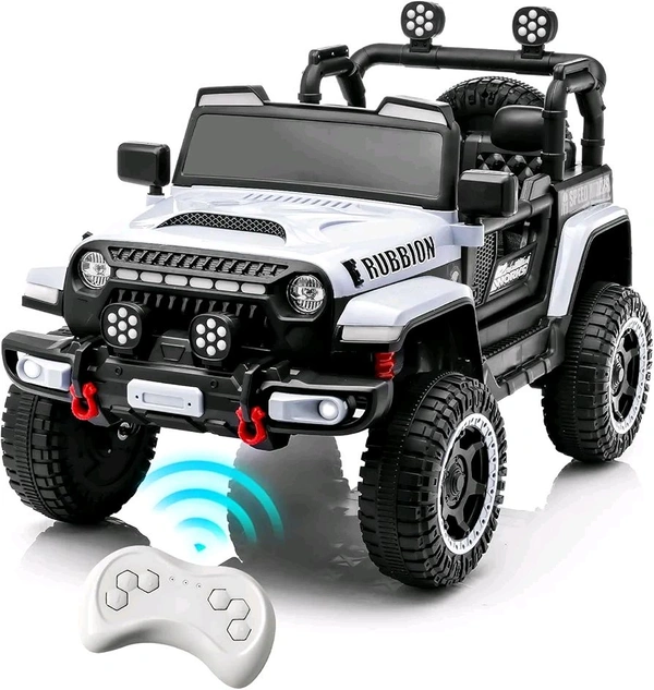 HOT GARAGE Hot Garage 12V Electric Ride-On Truck for Kids: Ride on Jeep with Parental Remote Control,Openable Doors, Music & MP3 Connectivity - Safe & Durable Electric VehicleToy for Girls Boys(White)
