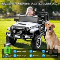 HOT GARAGE Hot Garage 12V Electric Ride-On Truck for Kids: Ride on Jeep with Parental Remote Control,Openable Doors, Music & MP3 Connectivity - Safe & Durable Electric VehicleToy for Girls Boys(White)
