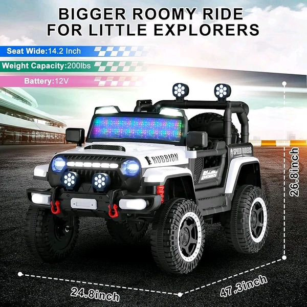 HOT GARAGE Hot Garage 12V Electric Ride-On Truck for Kids: Ride on Jeep with Parental Remote Control,Openable Doors, Music & MP3 Connectivity - Safe & Durable Electric VehicleToy for Girls Boys(White)
