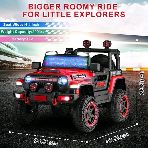 HOT GARAGE Hot Garage 12V Electric Ride-On Truck for Kids: Ride on Jeep with Parental Remote Control,Openable Doors, Music & MP3 Connectivity - Safe & Durable Electric VehicleToy for Girls Boys(Red)