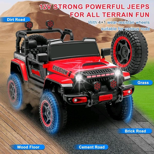 HOT GARAGE Hot Garage 12V Electric Ride-On Truck for Kids: Ride on Jeep with Parental Remote Control,Openable Doors, Music & MP3 Connectivity - Safe & Durable Electric VehicleToy for Girls Boys(Red)