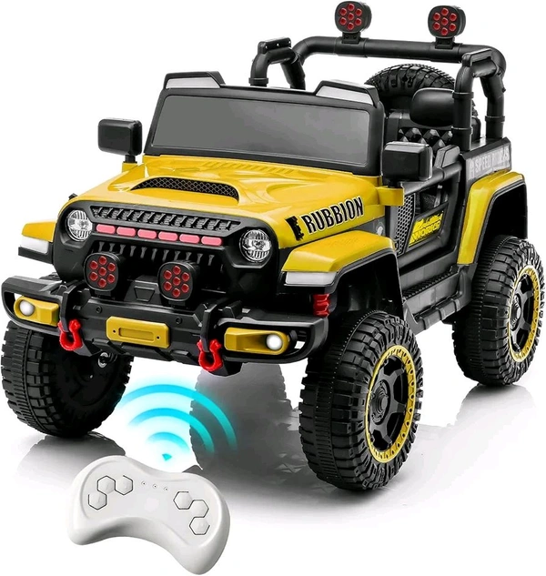 HOT GARAGE Hot Garage 12V Electric Ride-On Truck for Kids: Ride on Jeep with Parental Remote Control,Openable Doors, Music & MP3 Connectivity - Safe & Durable Electric VehicleToy for Girls Boys(Yellow)
