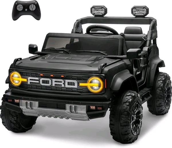 HOT GARAGE Hot Garage 2 Seater Ride On Car for Kids, 12v Licensed Ford Bronco Raptor Electric Power Ride On Truck Toy with Remote Control, 4 Wheels Shock Absorption, Soft Start, Bluetooth, Radio, 3 Speed - Black
