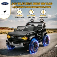 HOT GARAGE Hot Garage 2 Seater Ride On Car for Kids, 12v Licensed Ford Bronco Raptor Electric Power Ride On Truck Toy with Remote Control, 4 Wheels Shock Absorption, Soft Start, Bluetooth, Radio, 3 Speed - Black
