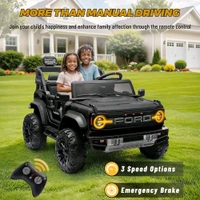 HOT GARAGE Hot Garage 2 Seater Ride On Car for Kids, 12v Licensed Ford Bronco Raptor Electric Power Ride On Truck Toy with Remote Control, 4 Wheels Shock Absorption, Soft Start, Bluetooth, Radio, 3 Speed - Black
