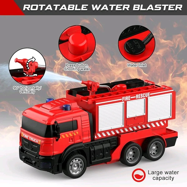  Fire Truck Transform Remote Control Truck, RC Truck with Water and Lights&Sound, Fire Engine Transformer Toys for 4 5 6 7 8 Year Old Kids Toddlers Boys Girls
