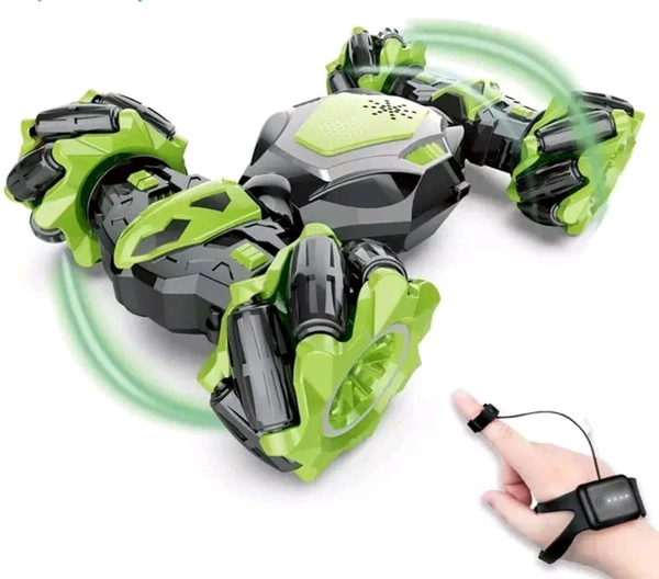  Twisting Spray Stunt Car for Kids Radio Control Hand Controlled Gesture Sensing RC Drift Cars Toys with Music and Light (Green)