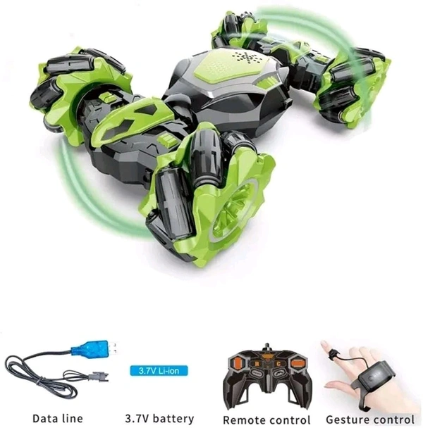  Twisting Spray Stunt Car for Kids Radio Control Hand Controlled Gesture Sensing RC Drift Cars Toys with Music and Light (Green)
