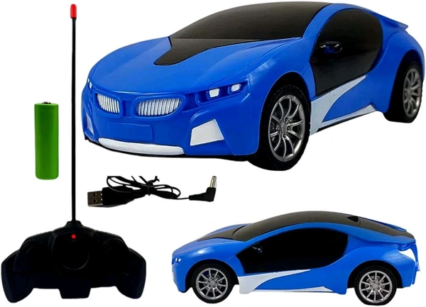 Patna Toys Scale Remote Controlled Rechargeable Famous Sports Car with 3D Flashing Lights On Roof for Kids ( Blue)


